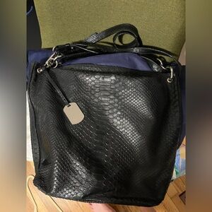 Furla Embossed Leather Handbag -Black